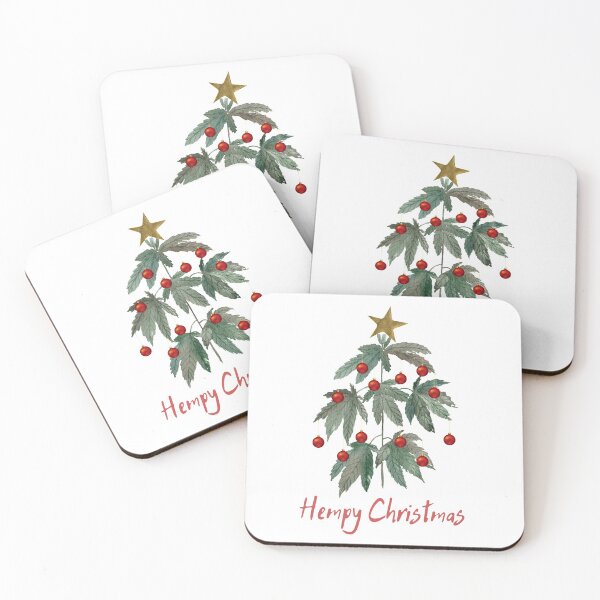 Artikelvorschau, Hanf Weihnachten lustiger Weihnachtsslogan Aquarell Hanf, entworfen und verkauft von TheLomiLoveBus.