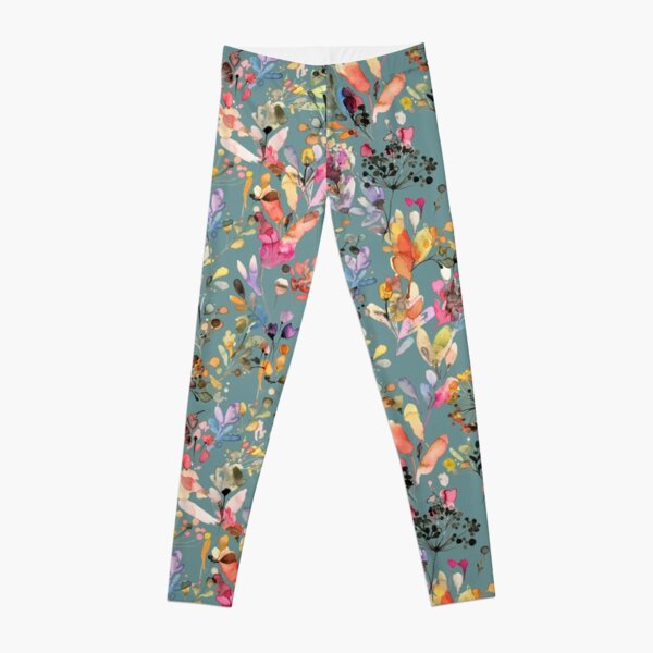 Wild Flowers and Plants Watercolor - Wild Nature Botanical Print Leggings