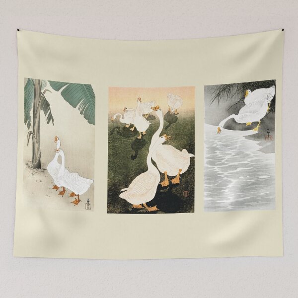 Item preview, Gathering of the Goose triptych by Ohara Koson  designed and sold by theartsycamper.