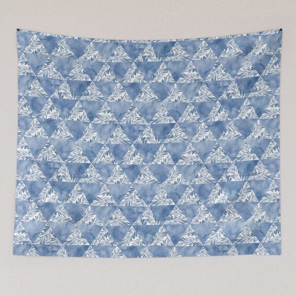 Item preview, Blue watercolor leafy triangles designed and sold by theacorngrove.