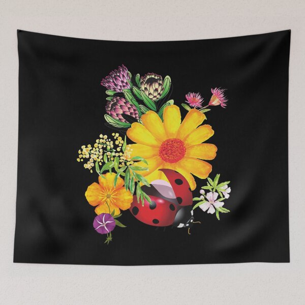 Item preview, Bright Native Flowers & Ladybug Colorful Design designed and sold by EarthArtDesigns.