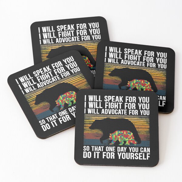 Item preview, Vintage Autism Mom Puzzles Autistic Awareness sayings I Will Speak For You I Will Fight For You I Will Advocate For You designed and sold by Dolphin Graphic.