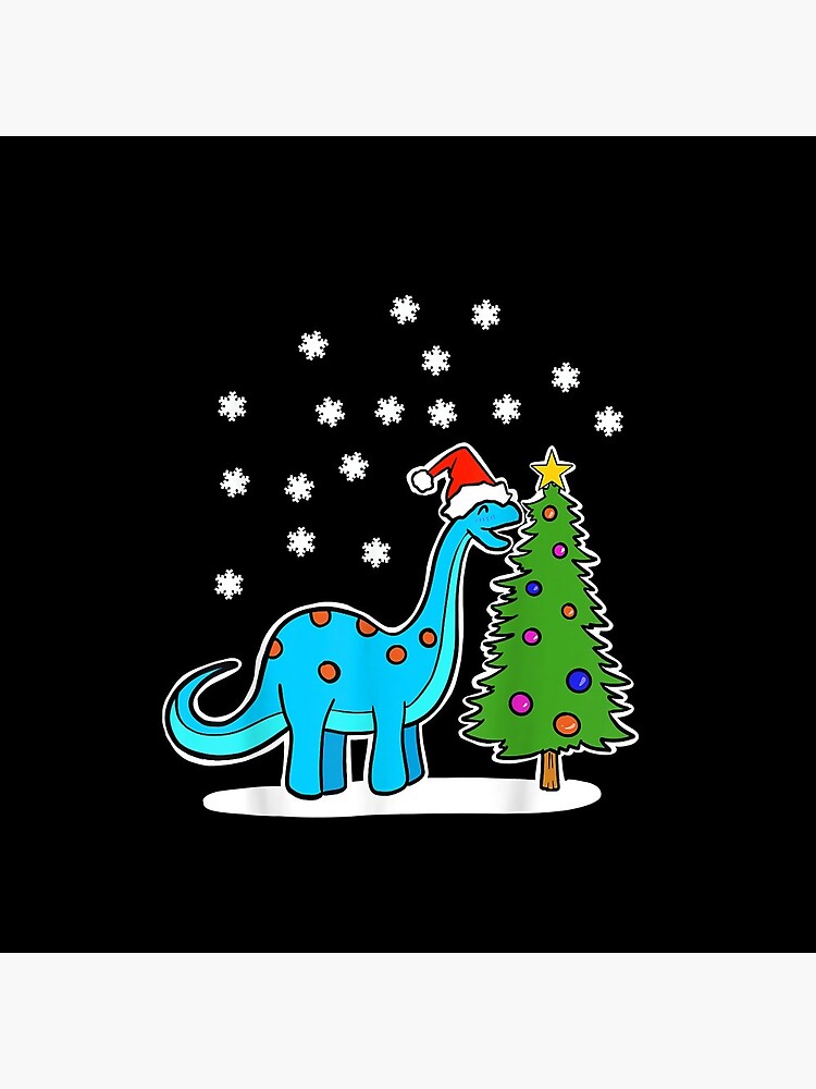 Christmas Brachiosaurus Dinosaur eating a Christmas Tree Pin Button ...