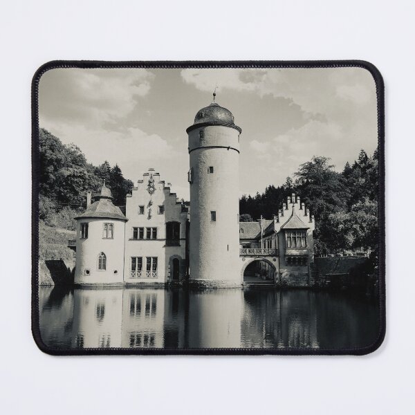 Item preview, Schloss Mespelbrunn Castle with Moat in Franconia Bavaria Germany Black and White Photograph designed and sold by kierkegaard.