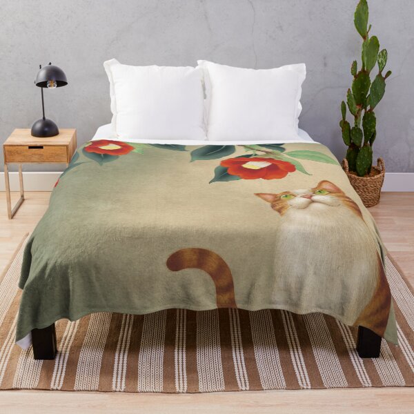 Item preview, Cat and camellia flowers T1 - Minhwa-Korean traditional/folk art designed and sold by minsillust.