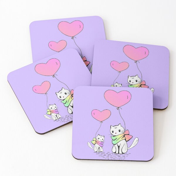 Item preview, Cute Cat Mom and Kitten Holding Balloons designed and sold by LordAudes.