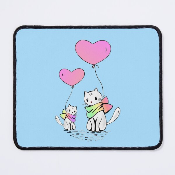 Item preview, Cute Cat Mom and Kitten Holding Balloons designed and sold by LordAudes.