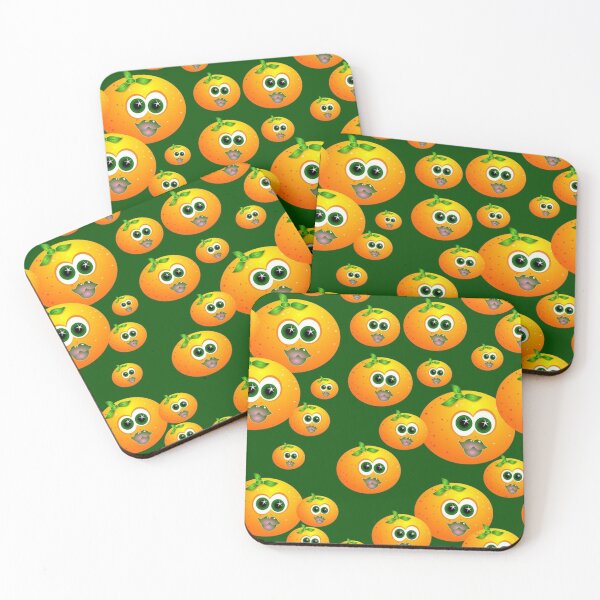 Item preview, Funny Cute Orange Faces Seamless Pattern Over Green Background designed and sold by silviaol.