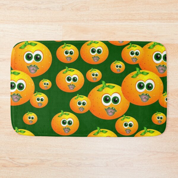 Item preview, Funny Cute Orange Faces Seamless Pattern Over Green Background designed and sold by silviaol.