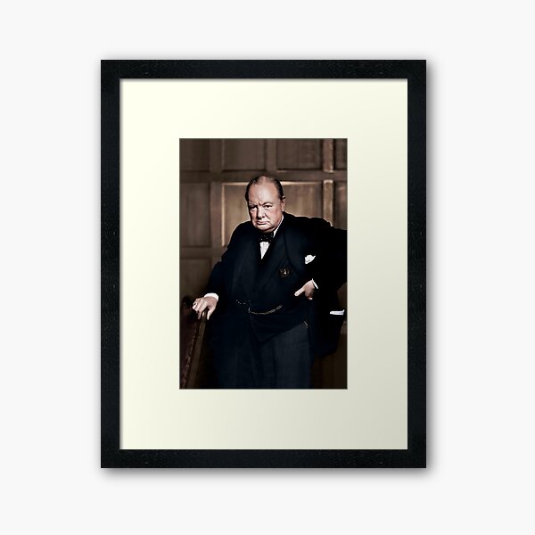 Sir Winston Churchill in colour Framed Art Print