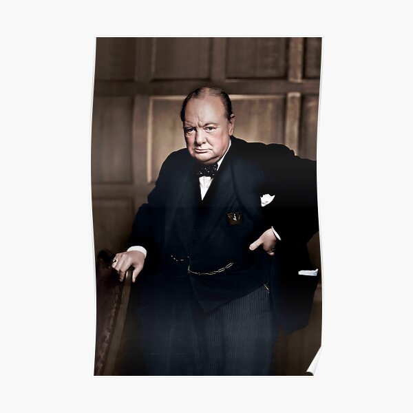 British Prime Minister WINSTON CHURCHILL Glossy 8x10 Photo Poster World War II 
