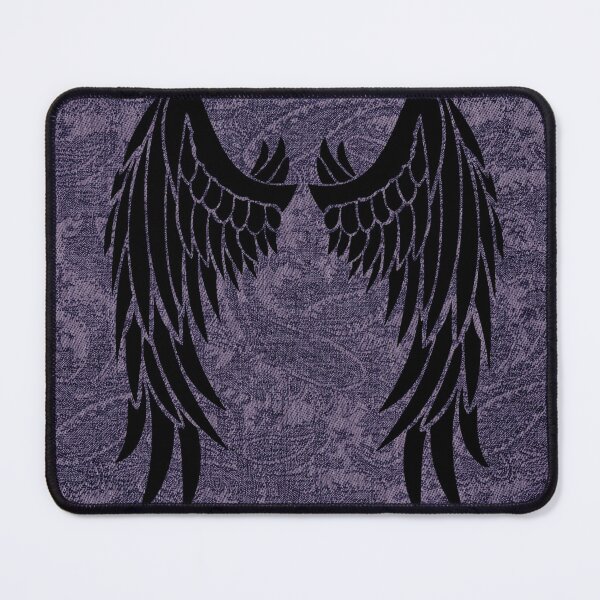 Item preview, black angel wings purple paisley pattern background designed and sold by hoober24.