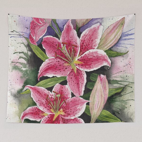 Item preview, Vibrant Lilies Watercolour Artwork designed and sold by Oirabot.
