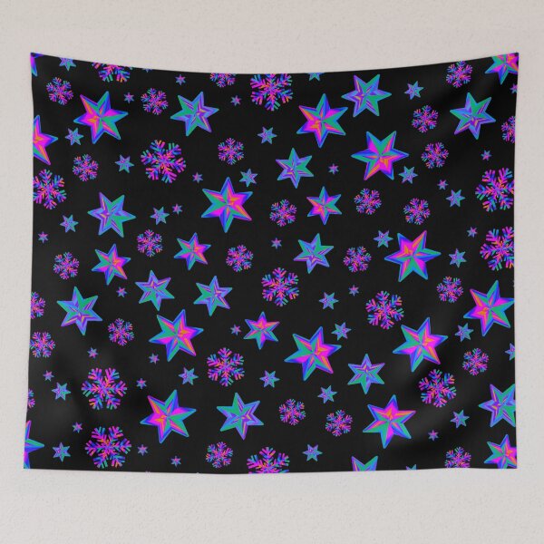 Item preview, Stars & Snowflakes IRIDESCENT Pattern: Pink, Purple & Aqua designed and sold by PawsitiveMum.