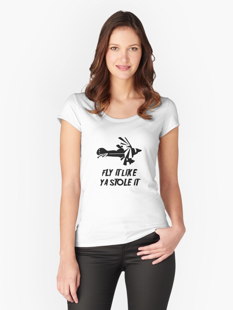 Thumbnail 1 of 3, Fitted Scoop T-Shirt, Pitts Biplane- Fly It Like Ya Stole It designed and sold by cranha.