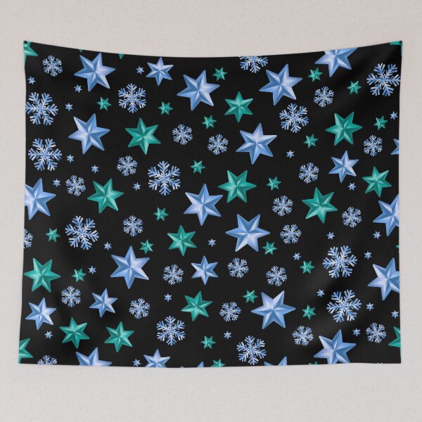 Item preview, Stars & Snowflakes Winter Pattern: Blue & Aqua designed and sold by PawsitiveMum.
