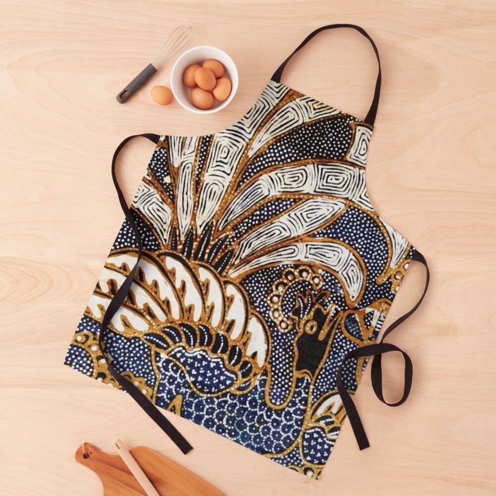 Vintage Indonesian Batik Peacock Print Apron