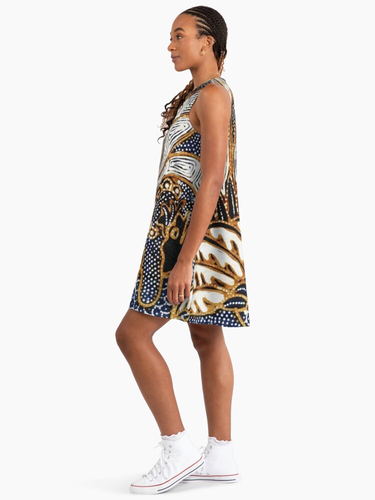 Vintage Indonesian Batik Peacock Print Peacock A-Line Dress Vintage Indonesian Batik Peacock Print Peacock A-Line Dress