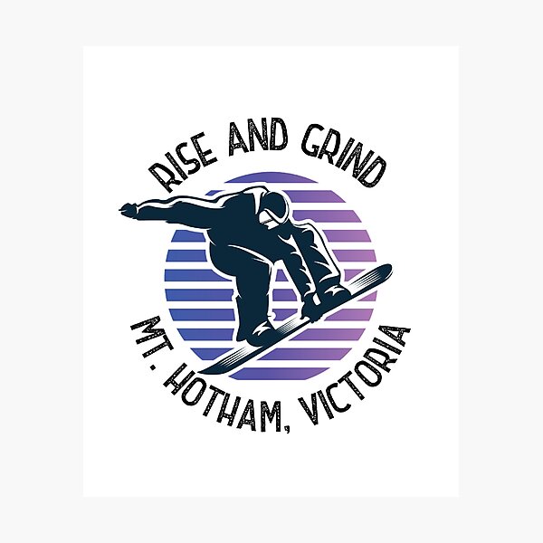 Item preview, Mount Hotham Clothing | Rise and Grind Mt Hotham, Victoria - snowboarder design designed and sold by HROC.