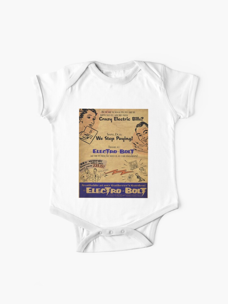 Bioshock Electro Bolt Advert Baby One Piece By Tysmiha Redbubble