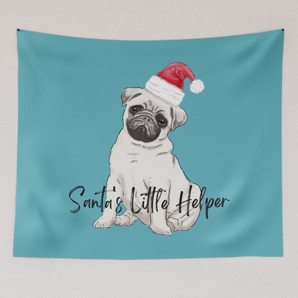 Item preview, Pug is Santa's Little Helper! designed and sold by ArtofMac.