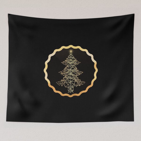Item preview, Geometric Gold Christmas Tree with Holiday Shine Border designed and sold by PawsitiveMum.