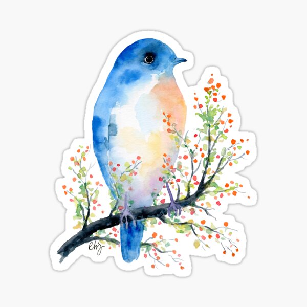 Artikel-Vorschau von Aquarell Blue Bird auf Berry Branch, designt und verkauft von cornercroft.
