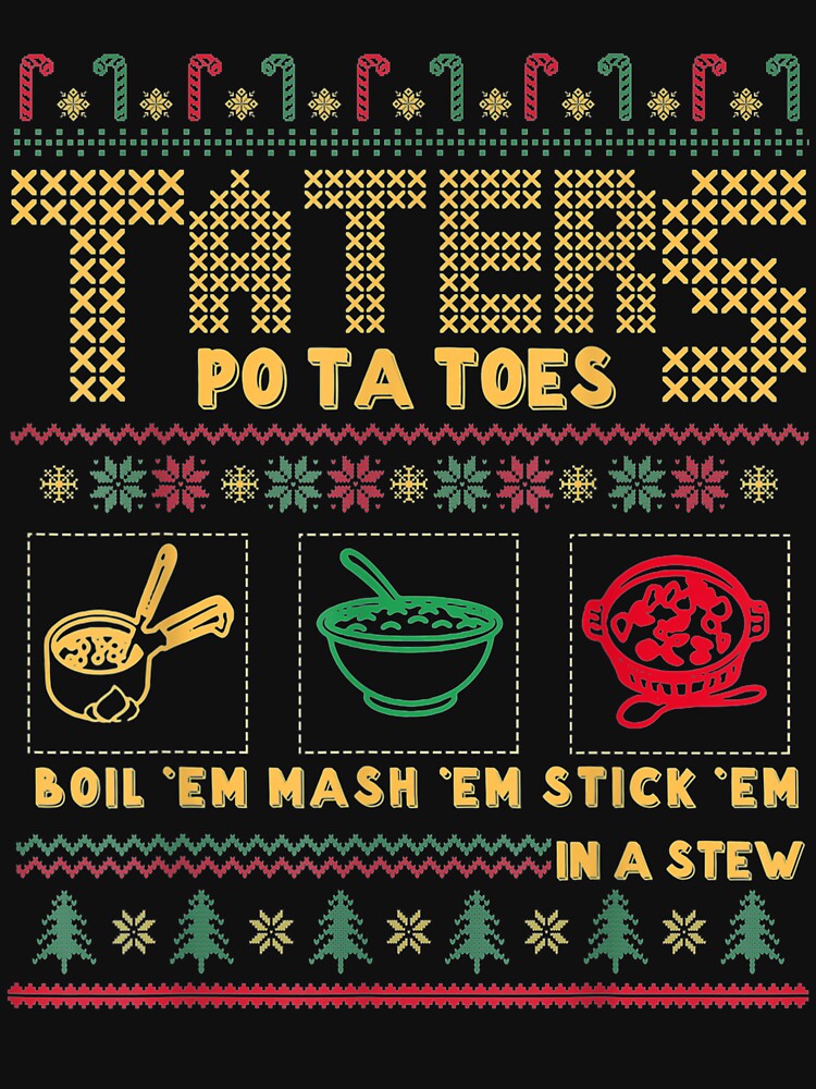 Thumbnail 5 von 5, Leichter Pullover, Funny Christmas Taters Potatoes Hässlicher Weihnachtspullover designt und verkauft von QuteezArt.