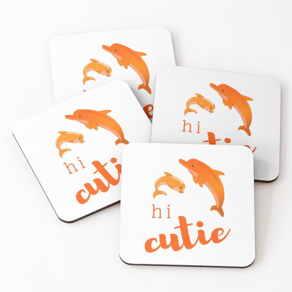 Item preview, lovely and happiness illuatrator dolphins design in orange colour with word hi cutie. designed and sold by Trianglegreen.