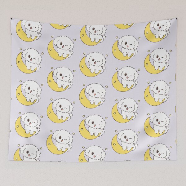 Aperçu de l'œuvre Bichon Chien Chiot Mignon Croissant Lune Étoiles Furbaby Animal créée et vendue par Simplyy Unique.