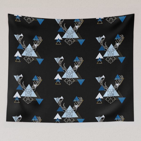 Item preview, Christmas Jumper - Reindeer Stage Front - Abstract Triangles - Blue designed and sold by NoMatterLab.