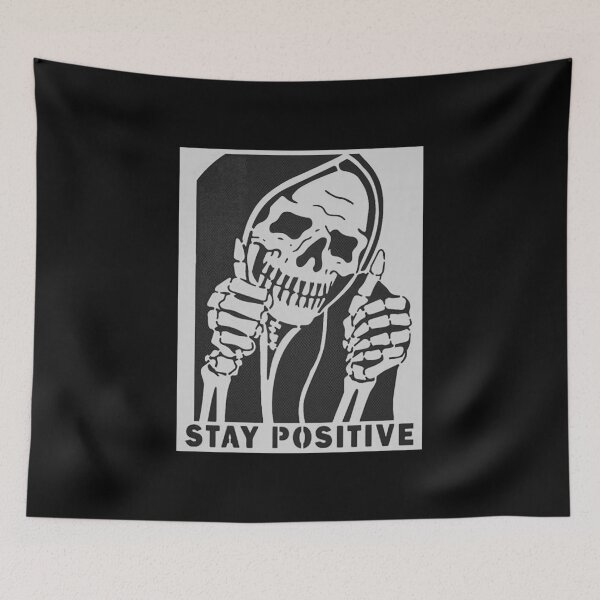 Item preview, stay positive skull quotes designed and sold by hedatla.