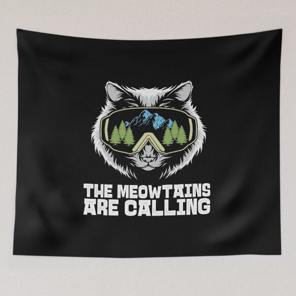 Item preview, The Meowtains are Calling - snowboarder skiing cat design designed and sold by HROC.