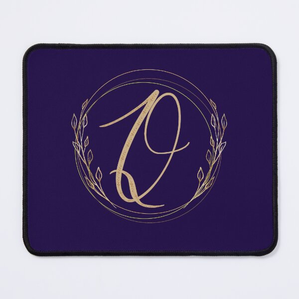 Item preview,  Letter  Q - Gold Leaves on blue background designed and sold by Rionda.