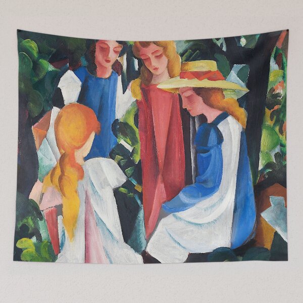 Item preview, Expressionist Painting Four Girls (1912–1914) By August Macke designed and sold by Designedbysm.