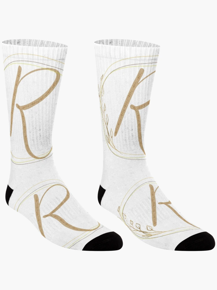 Thumbnail 3 of 5, Socks, Letter R - Gold Leaves designed and sold by Rionda.