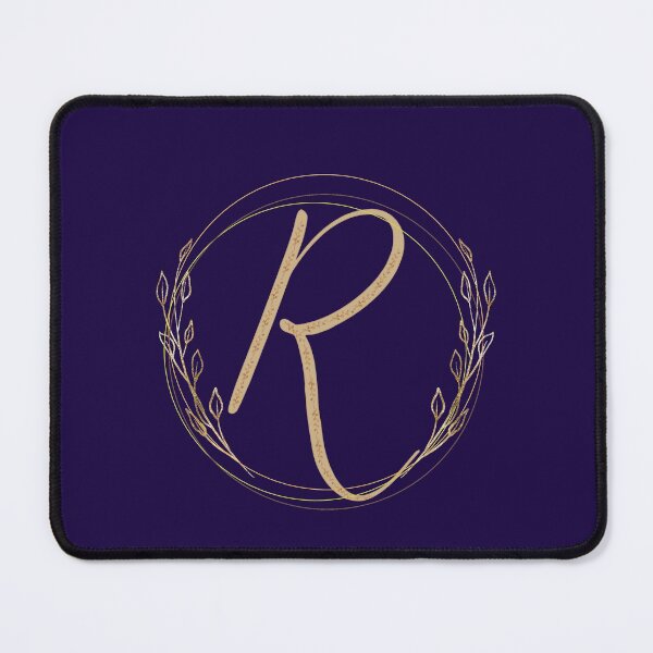 Item preview, Letter R - Gold Leaves on blue background designed and sold by Rionda.