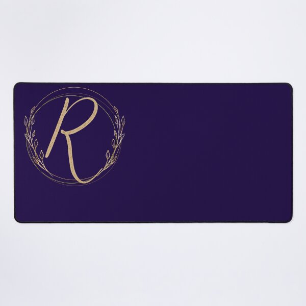 Item preview, Letter R - Gold Leaves on blue background designed and sold by Rionda.