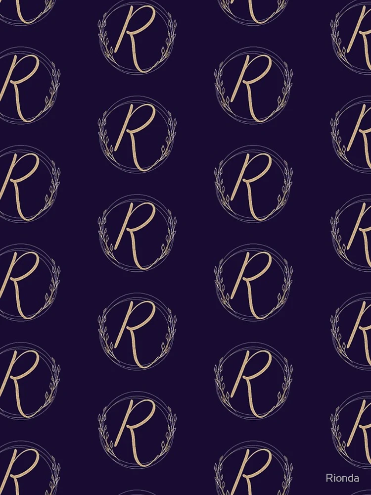 Thumbnail 4 of 4, iPhone Case, Letter R - Gold Leaves blue - pattern designed and sold by Rionda.