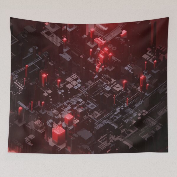 Item preview, Complex crimson red circuit board background designed and sold by NineJuly.