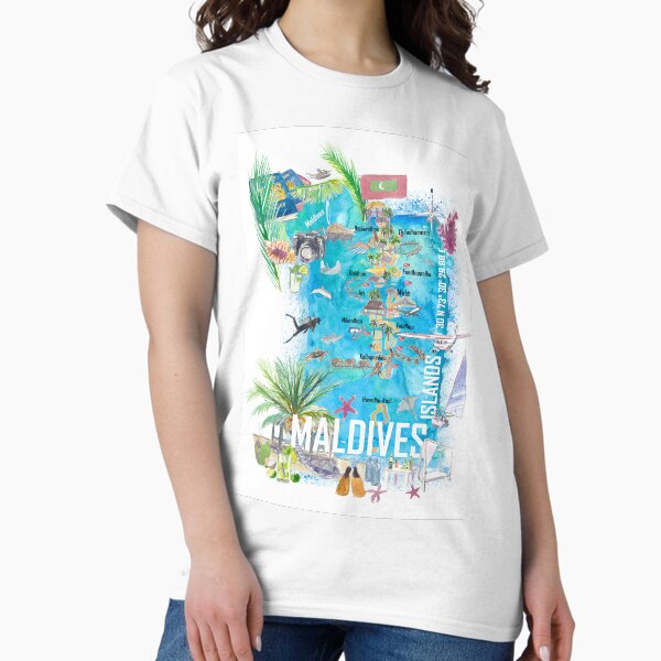 Item preview, Maldives Islands Illustrated Travel Map with Vacations Dreams and Hideaways designed and sold by artshop77.
