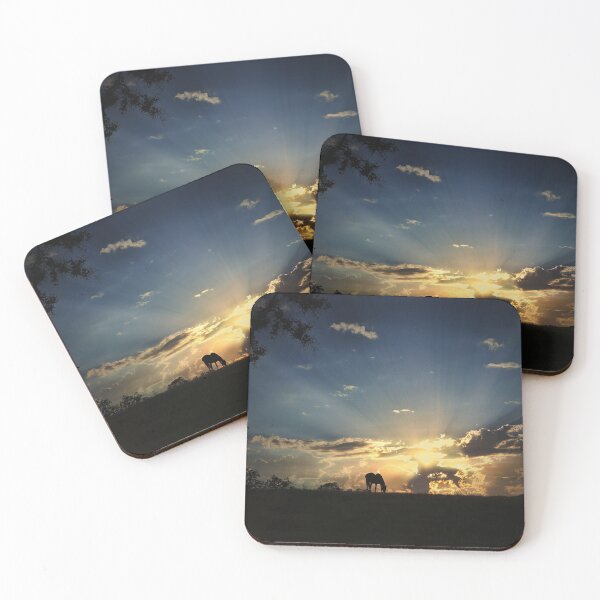 Item preview, Beautiful Sunrise with Horse and Oak Tree designed and sold by Stephanie Laird.