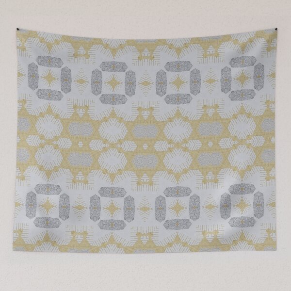 Item preview, Pastel Ochre Grey Retro Geometric 2 Woven  Texural Interior Wall Decor  designed and sold by Jenny Meehan Art Prints and Patterns  .