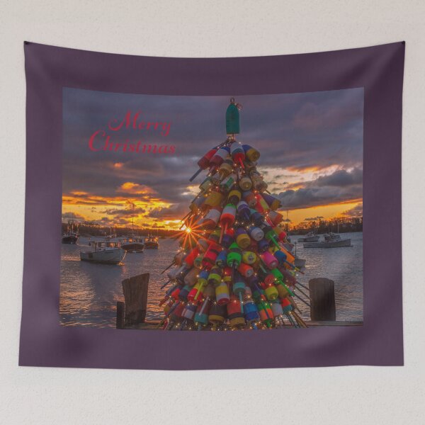 Item preview, Merry Christmas Lobster Buoy Tree Sunrise 12/3/21 designed and sold by LindaCPhoto.
