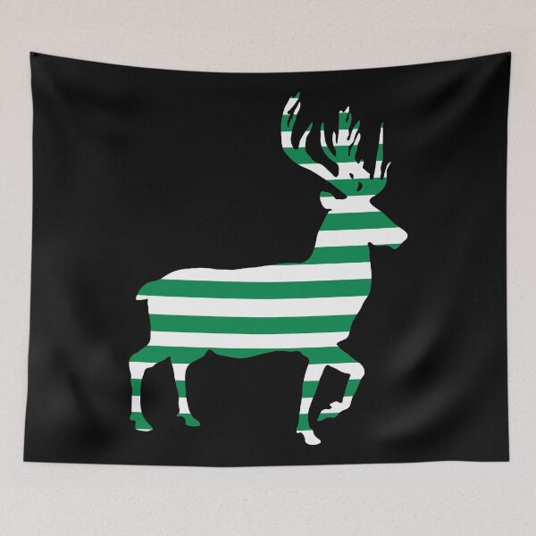 Item preview, Glasgow Celtic Football Club Green and White Hooped Stag Silhouette  designed and sold by MacPean.
