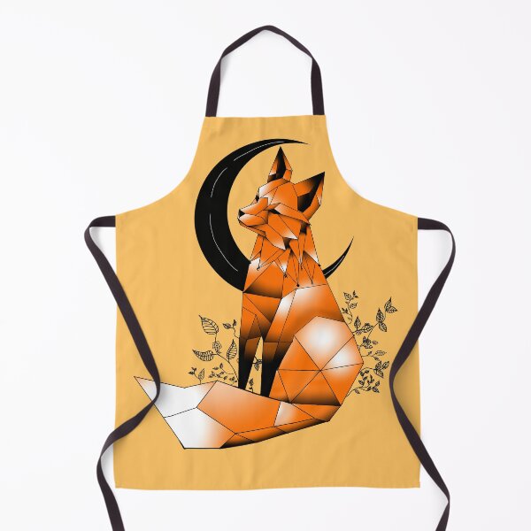 Item preview, Geometric Fox with crescent Moon and leaves pale orange background designed and sold by DemonicGloom.