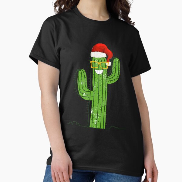 Aperçu de l'œuvre Cactus Christmas Tree Lights Wearing Santa Hat créée et vendue par zakibenj.