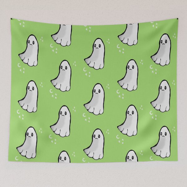 Item preview, spooky ghost light green background designed and sold by DemonicGloom.