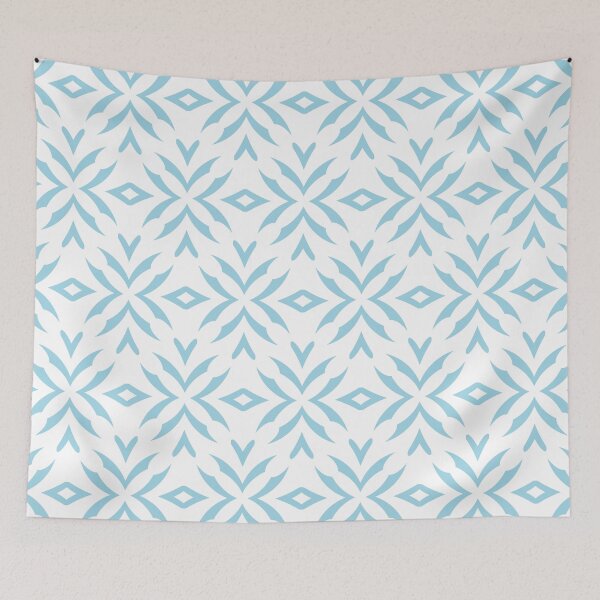 Item preview, Aqua Blue White Abstract Flower Pattern Pairs Diamond Vogel 2022 Popular Colour Orleans Tune 0658 designed and sold by ColorOfTheYears.