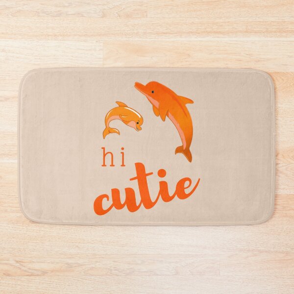 Item preview, lovely and happiness illuatrator dolphins design in orange colour with word hi cutie. designed and sold by Trianglegreen.